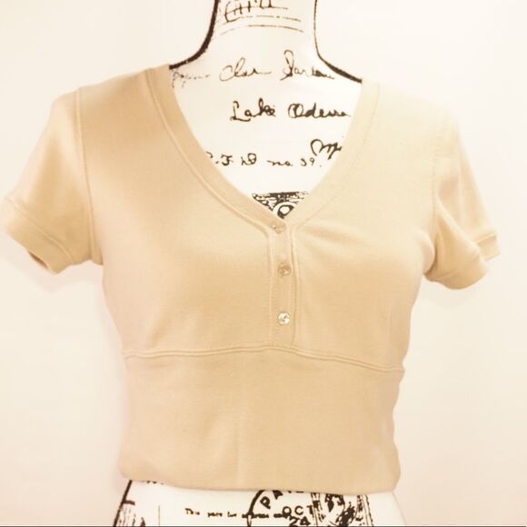 Cato Crop Sweater with Short Sleeves in Beige, M - Picture 3 of 9